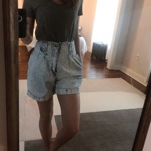 Acid Wash Vintage High Rise Cuffed Shorts